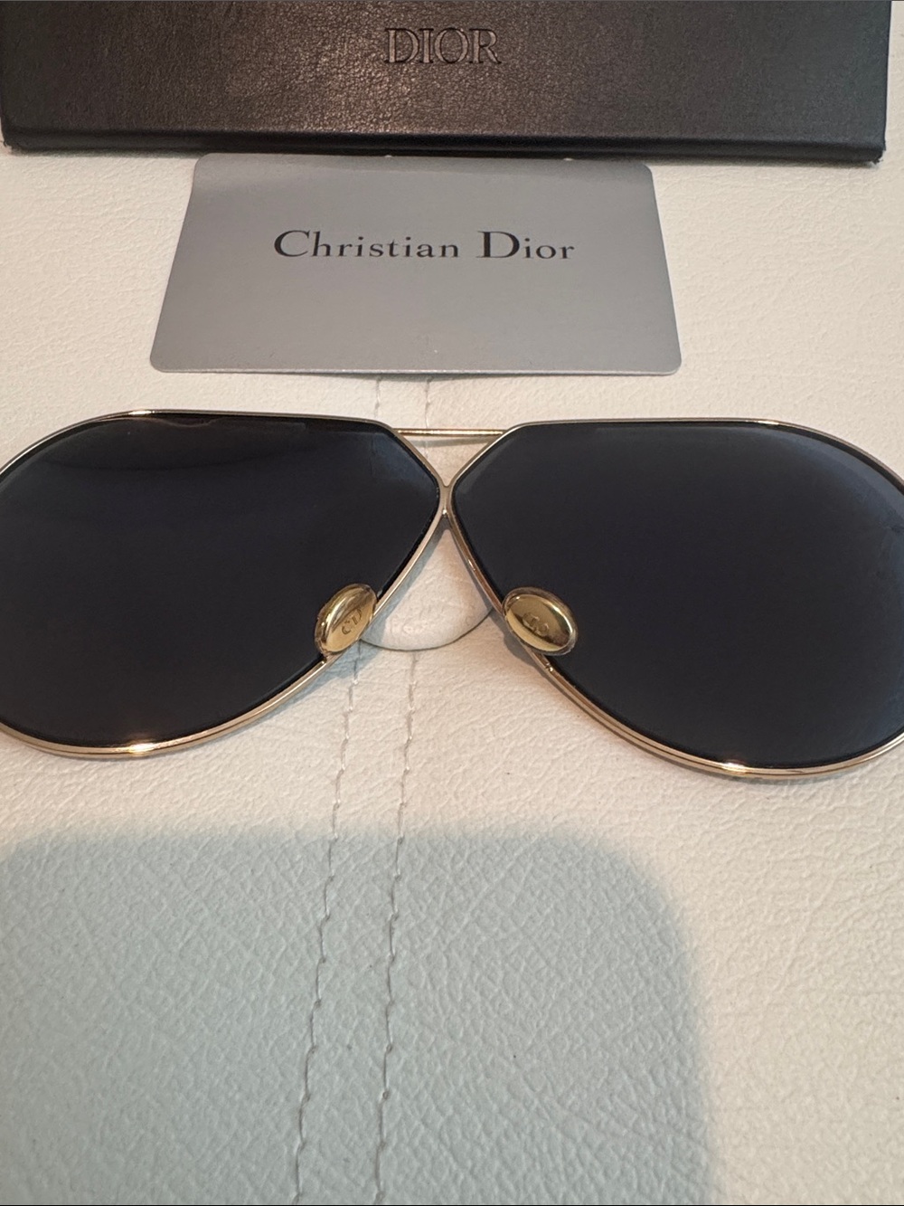 Dior Gold Metal Aviator Sunglasses with Black Lenses - Picture 3 of 7